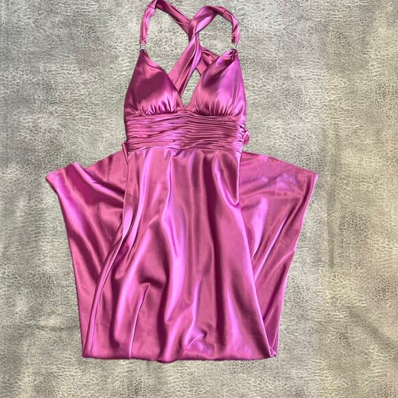 Adrianna Papell Maxi Pink Halter Dress - Picture 1 of 10